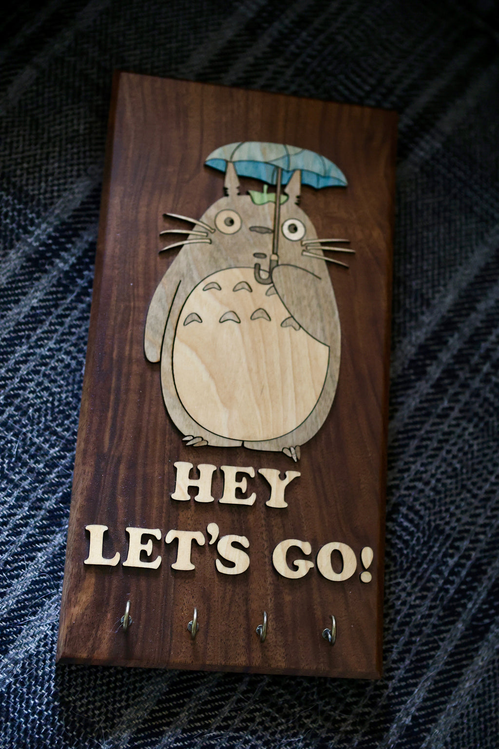 Hey Let's Go! key hook wall plaque